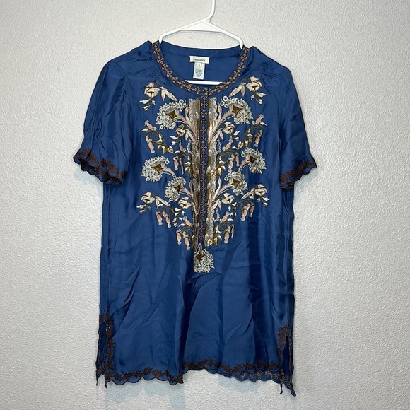 Sundance Tops Sundance Small Blue Embroidered Tunic Poshmark